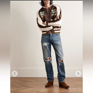 Rhude Straight-Leg Panelled Distressed Jeans